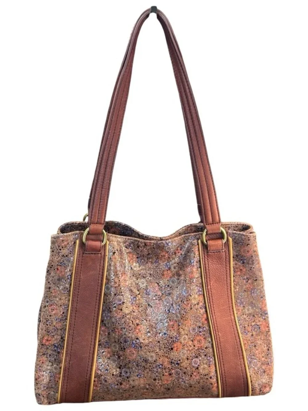 American Leather Co Val Perfect Satchel Vintage Floral shoulder bag Leather Tote